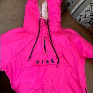 PINK Windbreaker w/ Sherpa Hood
